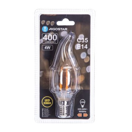 LED Žiarovka FILAMENT C35 E14/4W/230V 2200K - Aigostar