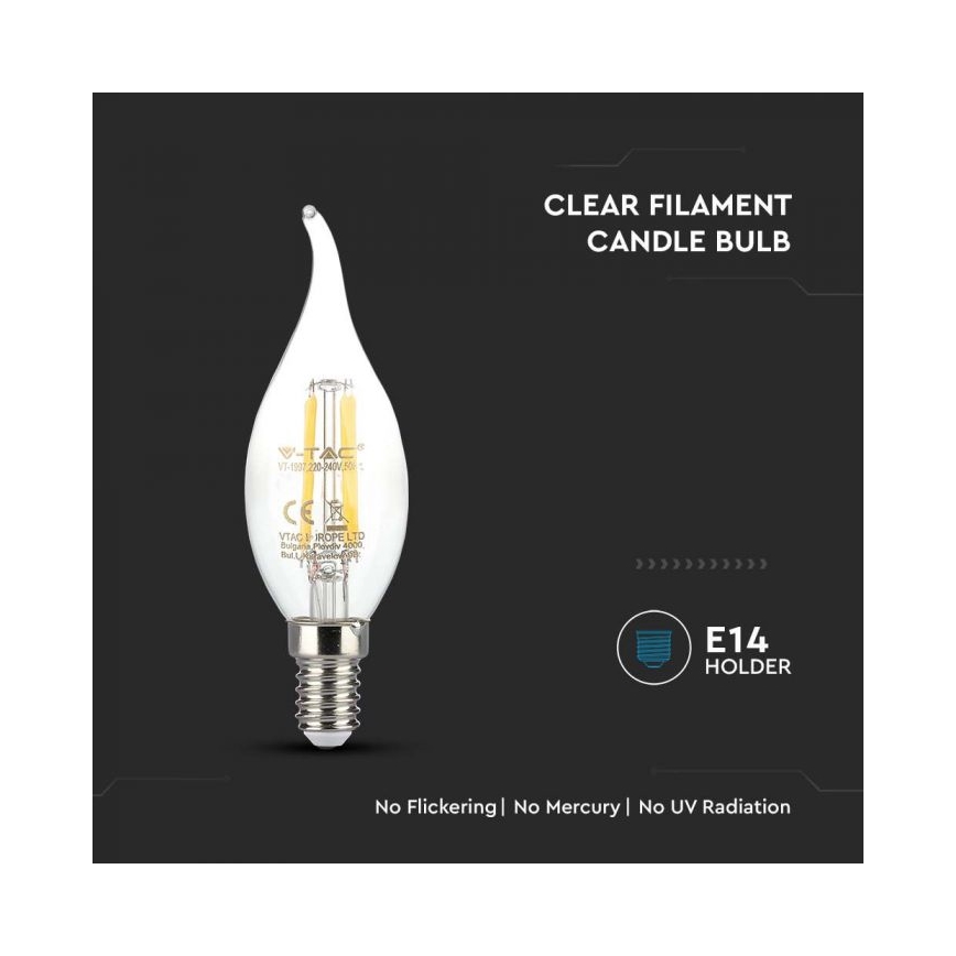 LED žiarovka FILAMENT E14/4W/230V 3000K