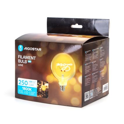 LED Žiarovka FILAMENT E27/4W/230V 1800K love - Aigostar