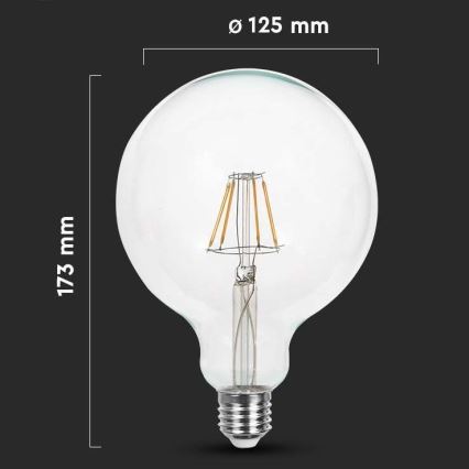 LED Žiarovka FILAMENT G125 E27/10W/230V 3000K