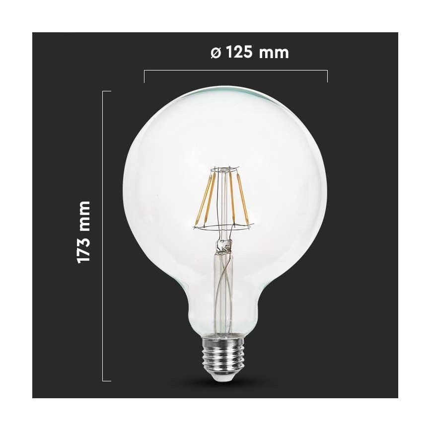 LED Žiarovka FILAMENT G125 E27/10W/230V 3000K