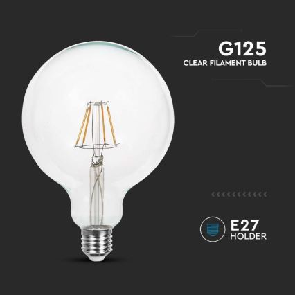 LED Žiarovka FILAMENT G125 E27/10W/230V 4000K