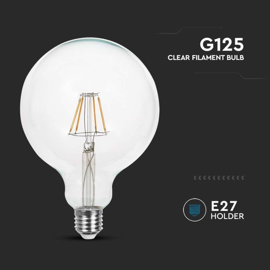 LED Žiarovka FILAMENT G125 E27/10W/230V 4000K