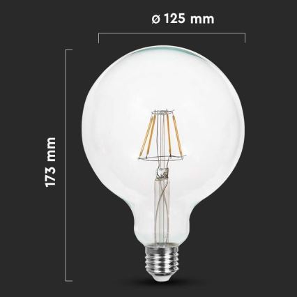 LED Žiarovka FILAMENT G125 E27/10W/230V 4000K