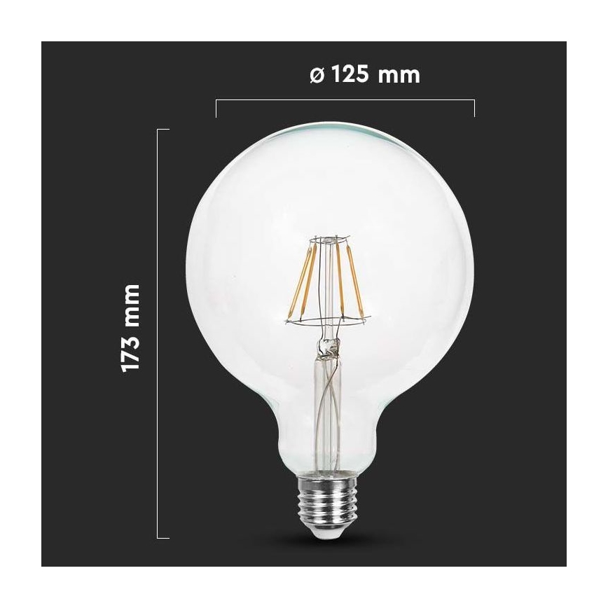 LED Žiarovka FILAMENT G125 E27/10W/230V 4000K