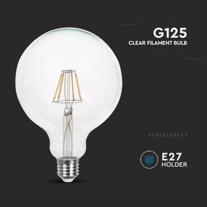 LED Žiarovka FILAMENT G125 E27/10W/230V 6400K