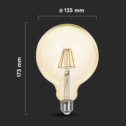 LED Žiarovka FILAMENT G125 E27/12W/230V 2200K