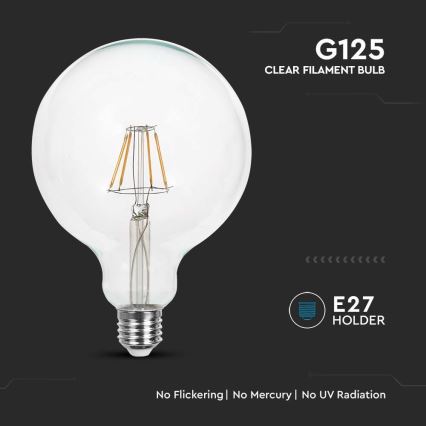 LED Žiarovka FILAMENT G125 E27/12W/230V 3000K