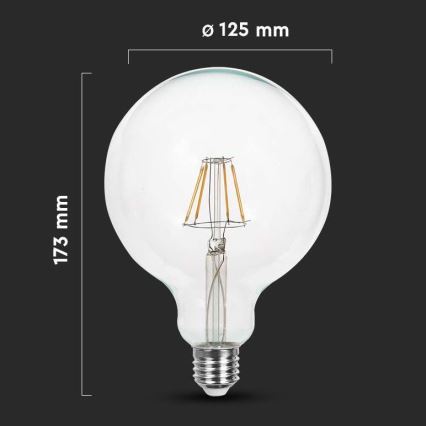 LED Žiarovka FILAMENT G125 E27/12W/230V 3000K