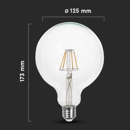 LED Žiarovka FILAMENT G125 E27/12W/230V 6500K