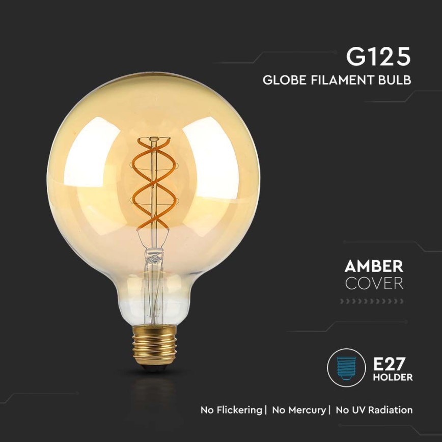 LED Žiarovka FILAMENT G125 E27/5W/230V 1800K