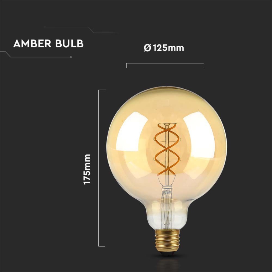 LED Žiarovka FILAMENT G125 E27/5W/230V 1800K