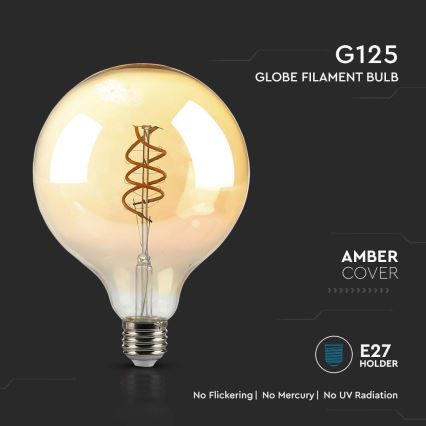 LED Žiarovka FILAMENT G125 E27/6W/230V 1800K