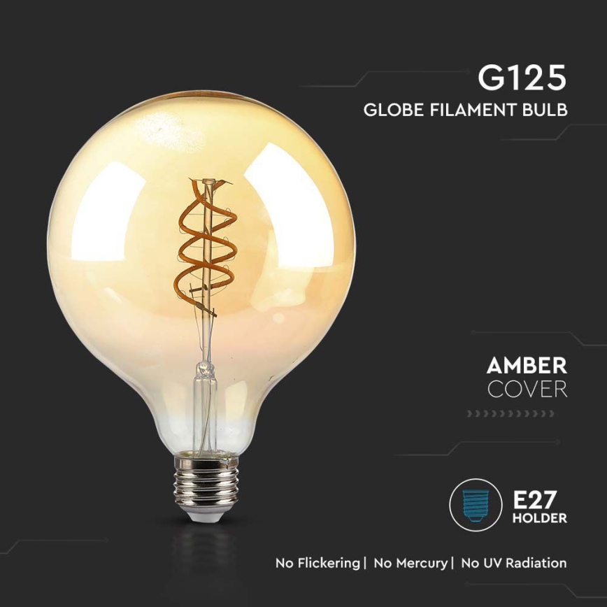 LED Žiarovka FILAMENT G125 E27/6W/230V 1800K