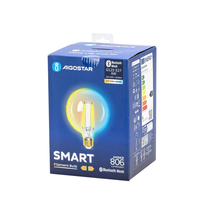 LED Stmievateľná žiarovka FILAMENT MESH Smart G125 E27/6W/230V 2700-6500K - Aigostar