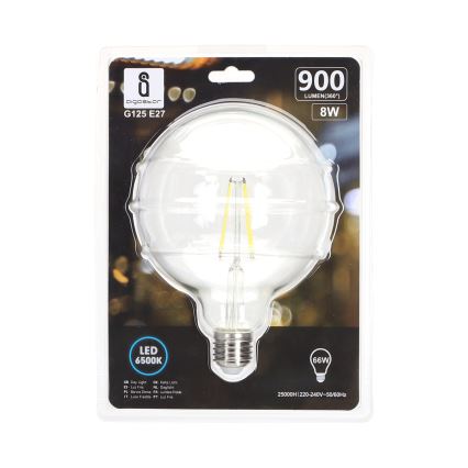 LED Žiarovka FILAMENT G125 E27/8W/230V 6500K - Aigostar