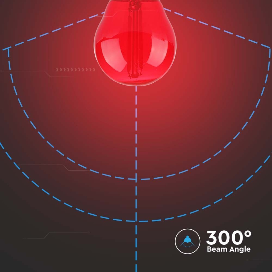 LED Žiarovka FILAMENT G45 E27/2W/230V červená