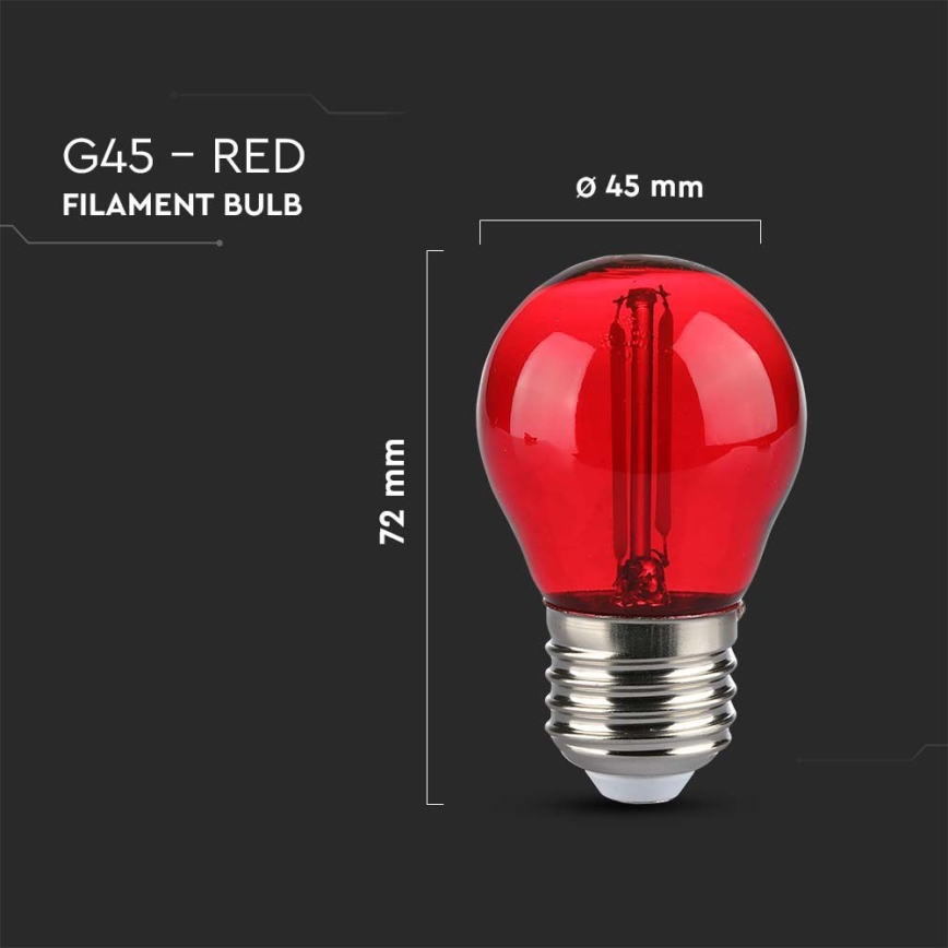 LED Žiarovka FILAMENT G45 E27/2W/230V červená