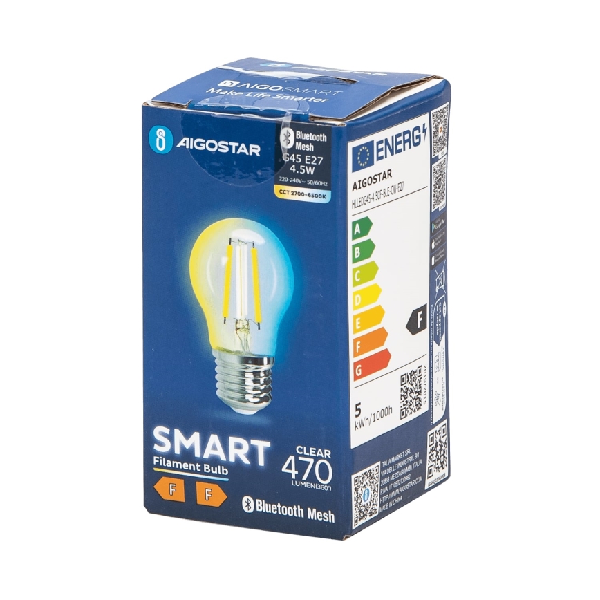 LED Stmievateľná žiarovka FILAMENT MESH Smart G45 E27/4,5W/230V 2700-6500K - Aigostar