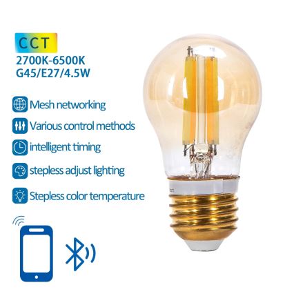 LED Stmievateľná žiarovka FILAMENT MESH Smart G45 E27/4,5W/230V 2700-6500K - Aigostar