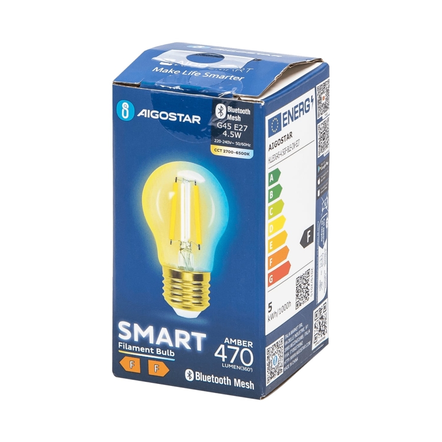 LED Stmievateľná žiarovka FILAMENT MESH Smart G45 E27/4,5W/230V 2700-6500K - Aigostar