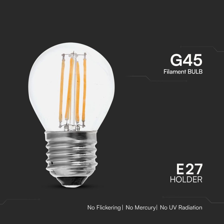 LED Žiarovka FILAMENT G45 E27/6W/230V 6500K