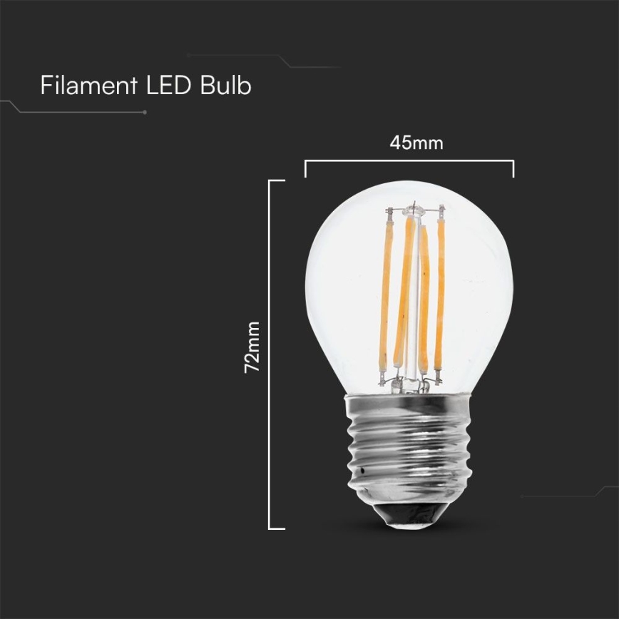 LED Žiarovka FILAMENT G45 E27/6W/230V 6500K