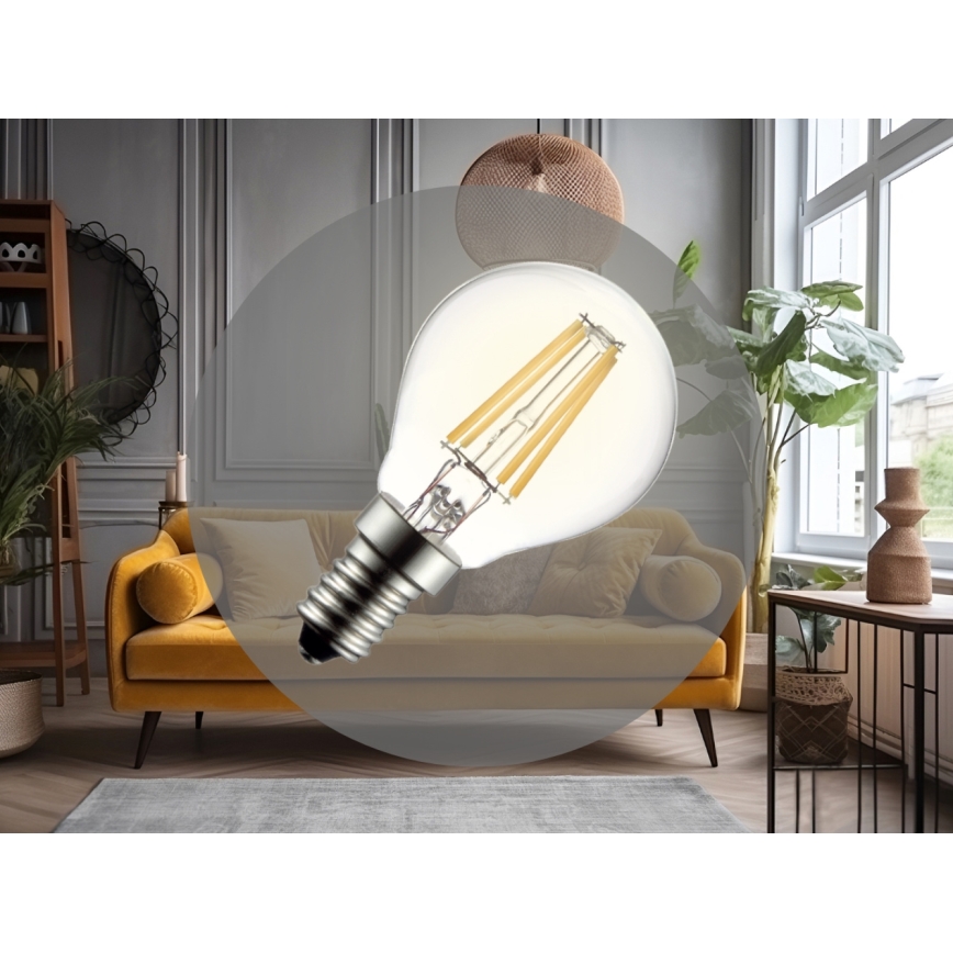 LED žiarovka Filament G45, pätica E14, 6 W, 230 V, 3000 K