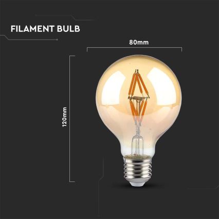 LED Žiarovka FILAMENT G80 E27/4W/230V 2200K