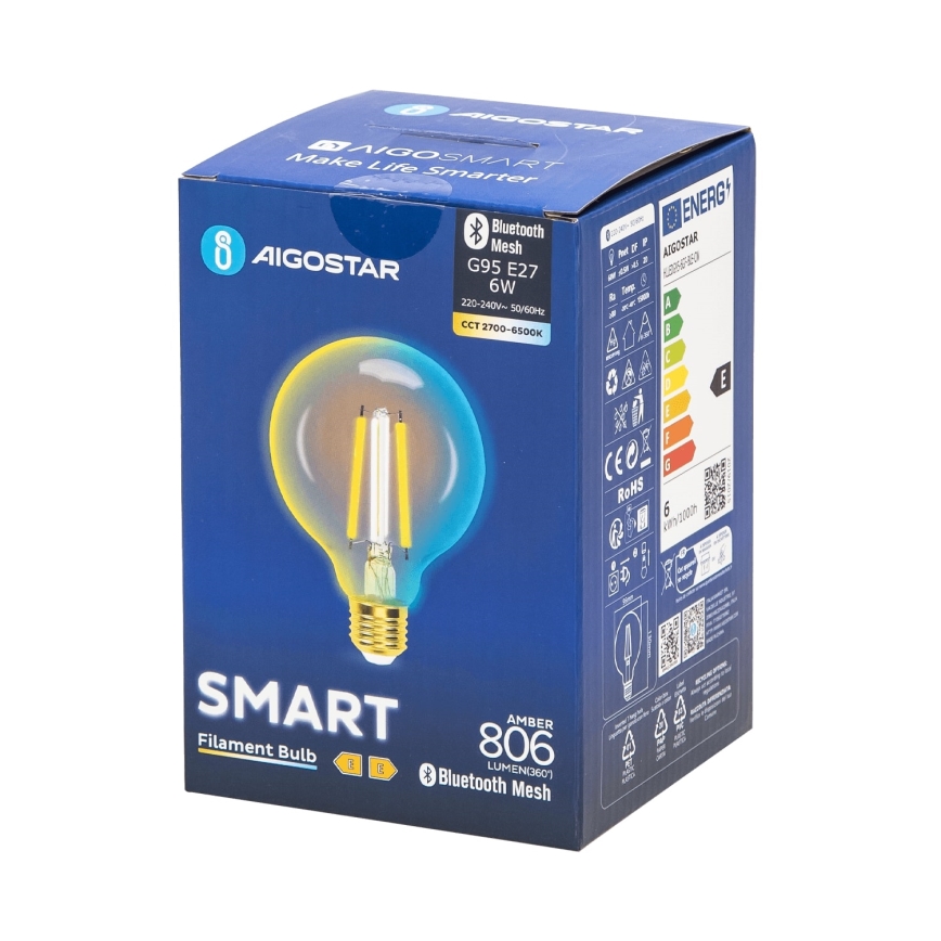 LED Stmievateľná žiarovka FILAMENT MESH Smart G95 E27/6W/230V 2700-6500K - Aigostar