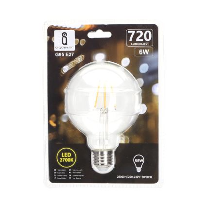 LED Žiarovka FILAMENT G95 E27/6W/230V 2700K - Aigostar