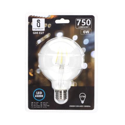 LED Žiarovka FILAMENT G95 E27/6W/230V 6500K - Aigostar