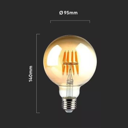 LED Žiarovka FILAMENT G95 E27/8W/230V 2200K