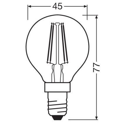 LED Žiarovka FILAMENT P40 E14/4W/230V 2700K - Osram