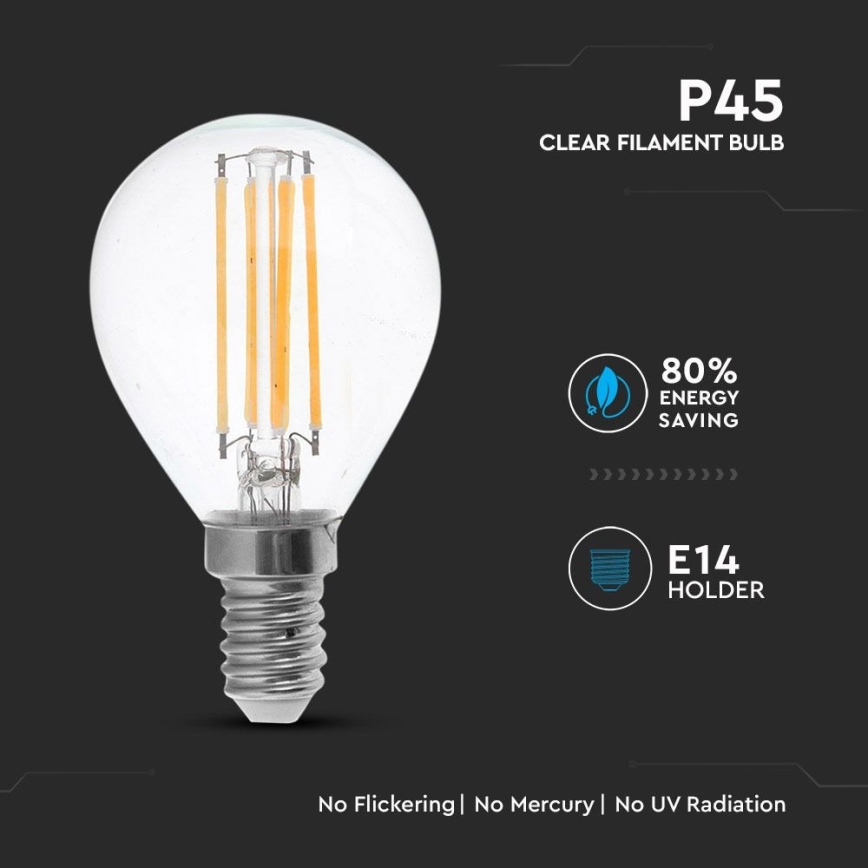 LED Žiarovka FILAMENT P45 E14/4W/230V 4000K