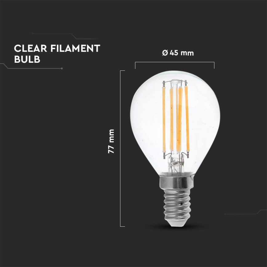 LED Žiarovka FILAMENT P45 E14/4W/230V 4000K
