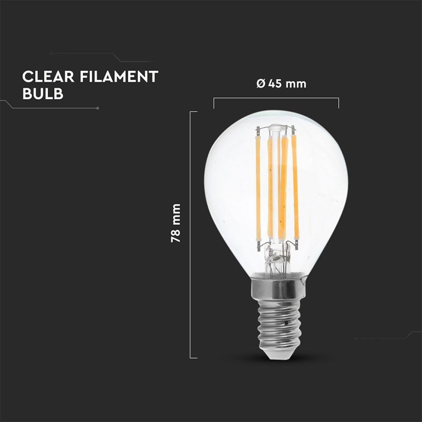 LED Žiarovka FILAMENT P45 E14/6W/230V 2700K