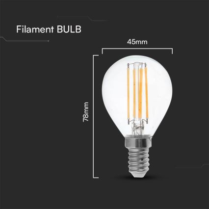LED Žiarovka FILAMENT P45 E14/6W/230V 4000K