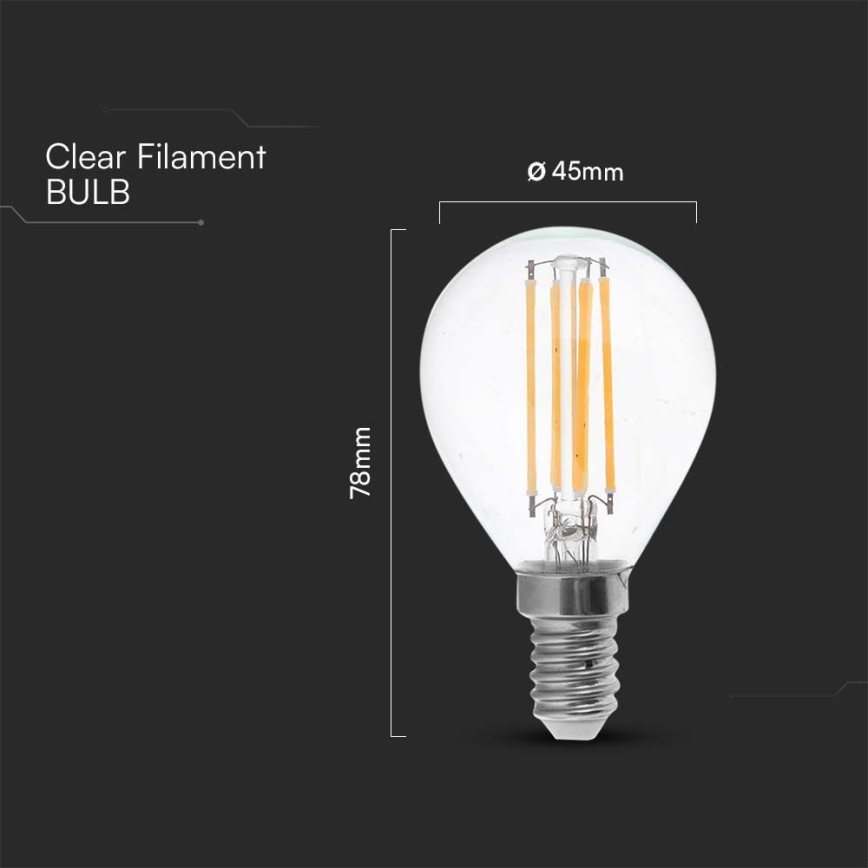 LED Žiarovka FILAMENT P45 E14/6W/230V 6500K