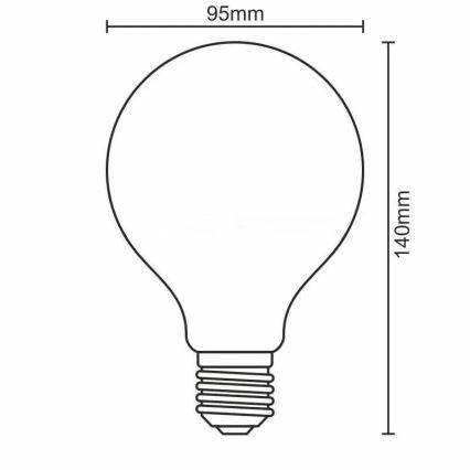 LED Žiarovka FILAMENT SHAPE G95 E27/4W/230V 1800K dymová