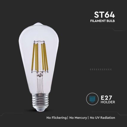 LED Žiarovka FILAMENT ST64 E27/4W/230V 3000K Energetická trieda A