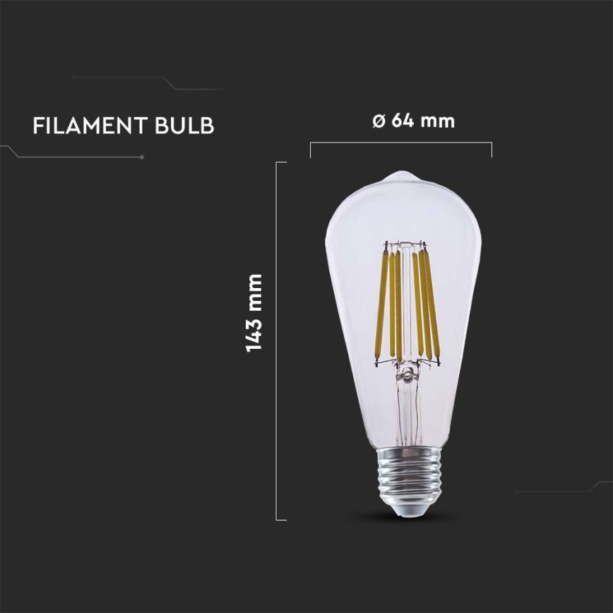 LED Žiarovka FILAMENT ST64 E27/4W/230V 3000K Energetická trieda A