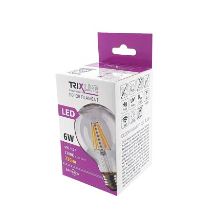 LED Žiarovka FILAMENT VINTAGE E27/6W/230V 2700K
