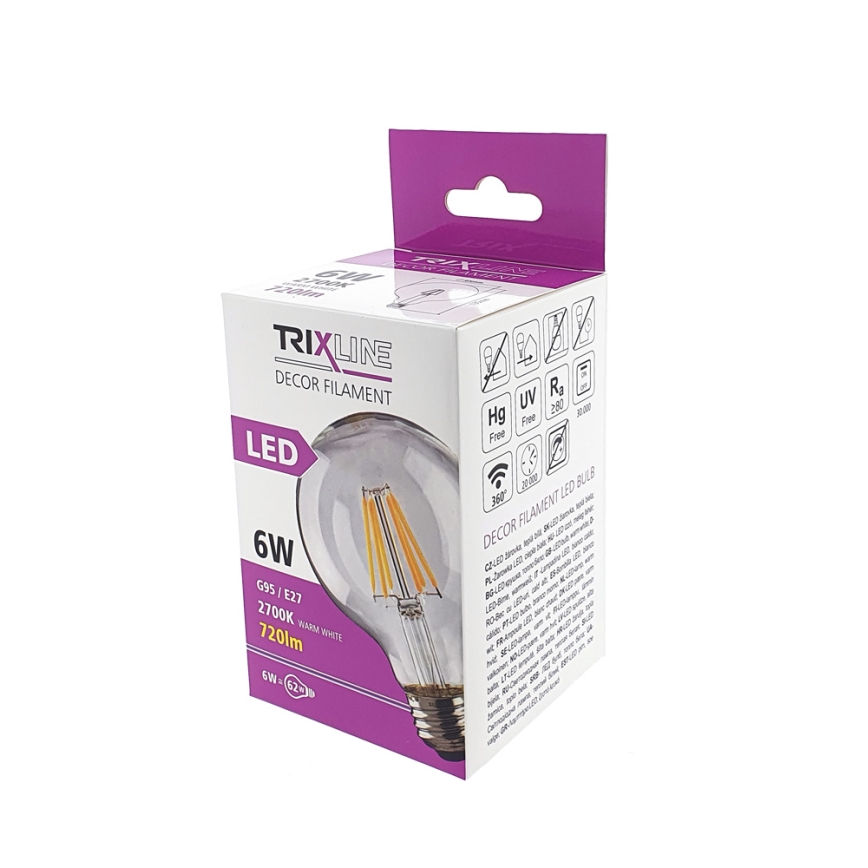 LED Žiarovka FILAMENT VINTAGE E27/6W/230V 2700K