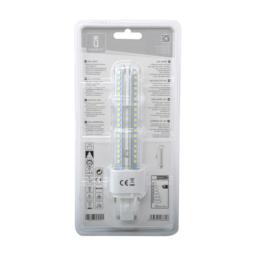 LED Žiarovka G24D-3/12W/230V 6500K - Aigostar
