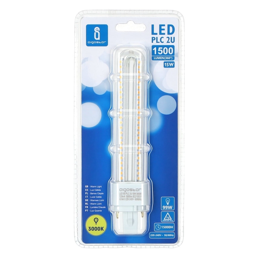 LED Žiarovka G24D-3/15W/230V 3000K - Aigostar