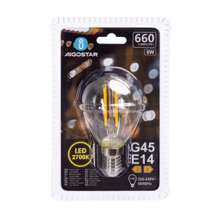 LED Žiarovka G45 E14/6W/230V 2700K - Aigostar