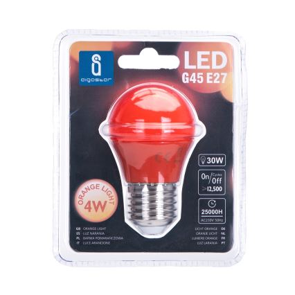 LED Žiarovka G45 E27/4W/230V oranžová - Aigostar