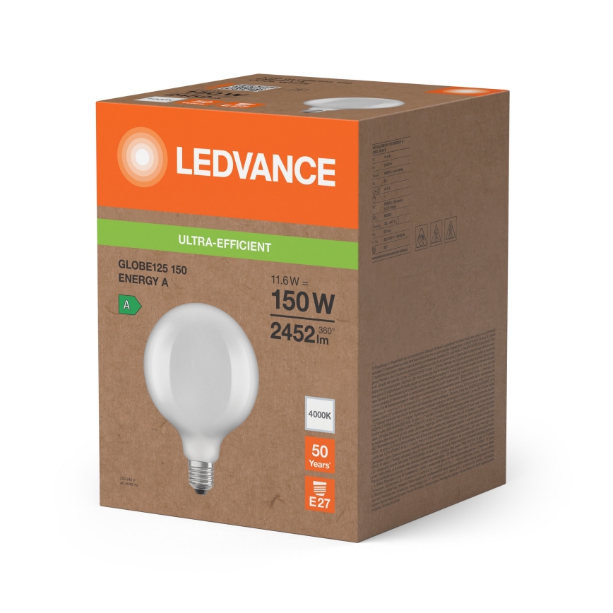 LED žiarovka GLOBE CLASSIC FILAMENT G125 E27/11,6W/230V 4000K - Ledvance