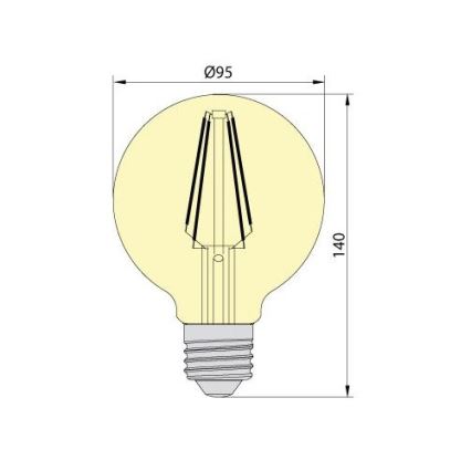 LED Žiarovka LEDSTAR AMBER G95 E27/8W/230V 2200K